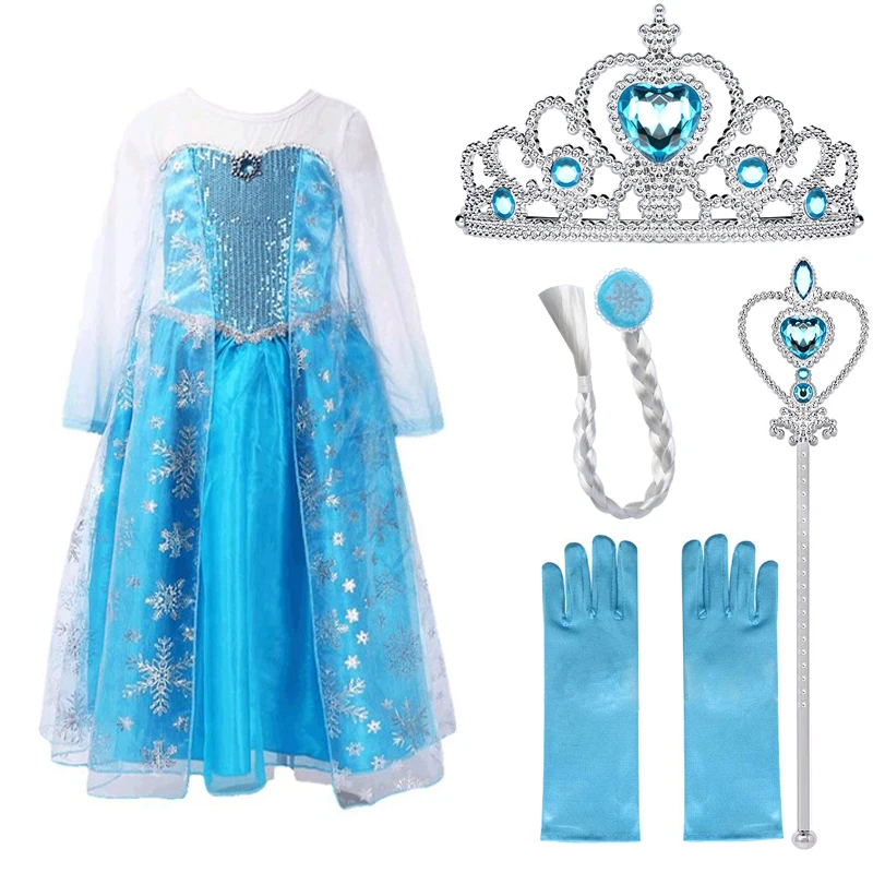 Girls Dresses for Elsa dress Snow Queen Cosplay Princess Anna Elza Vestidos Party Dress Kids Clothing Halloween Costumes | Детская