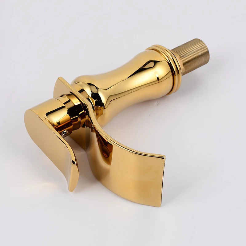 Золотистый смеситель Водопад с одной ручкой античный кухонный для раковины