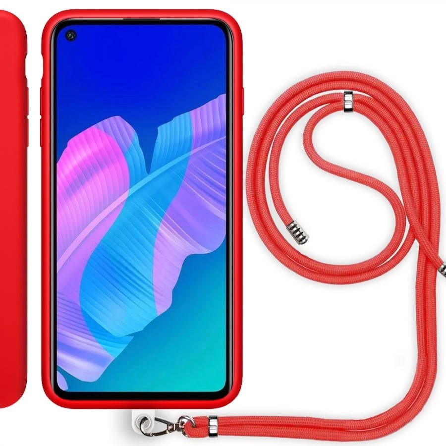 

Чехол для телефона, совместимый с Huawei P40 Lite, Силиконовый красный чехол с веревкой