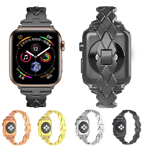 Ромбический ремешок для Apple watch4321 band 44 40 мм iWatch 42 38 металлический часов браслет из