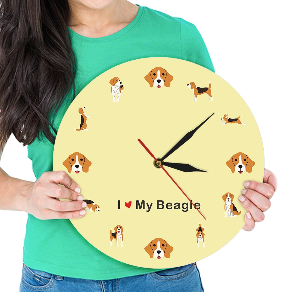 Настенные часы с изображением щенка из мультфильма I Love My Beagle английские собаки