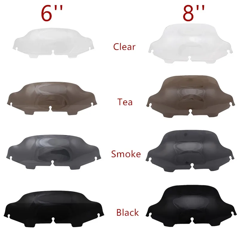 

Motorcycle 8colors 6"/8" Cycle Wave Windshield Fairing Windscreen Cover For Harley Touring Electra Street Glide FLHX Bike 96-13