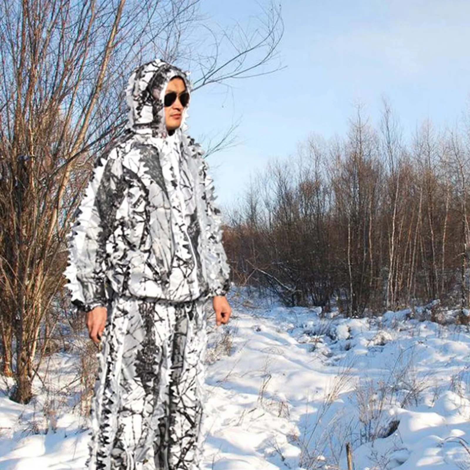 Adult 3D Leafy Hunting Camouflage Clothes Ghillie Suit Jacket Hooded Pants Jungle Shooting Halloween Snow | Спорт и развлечения