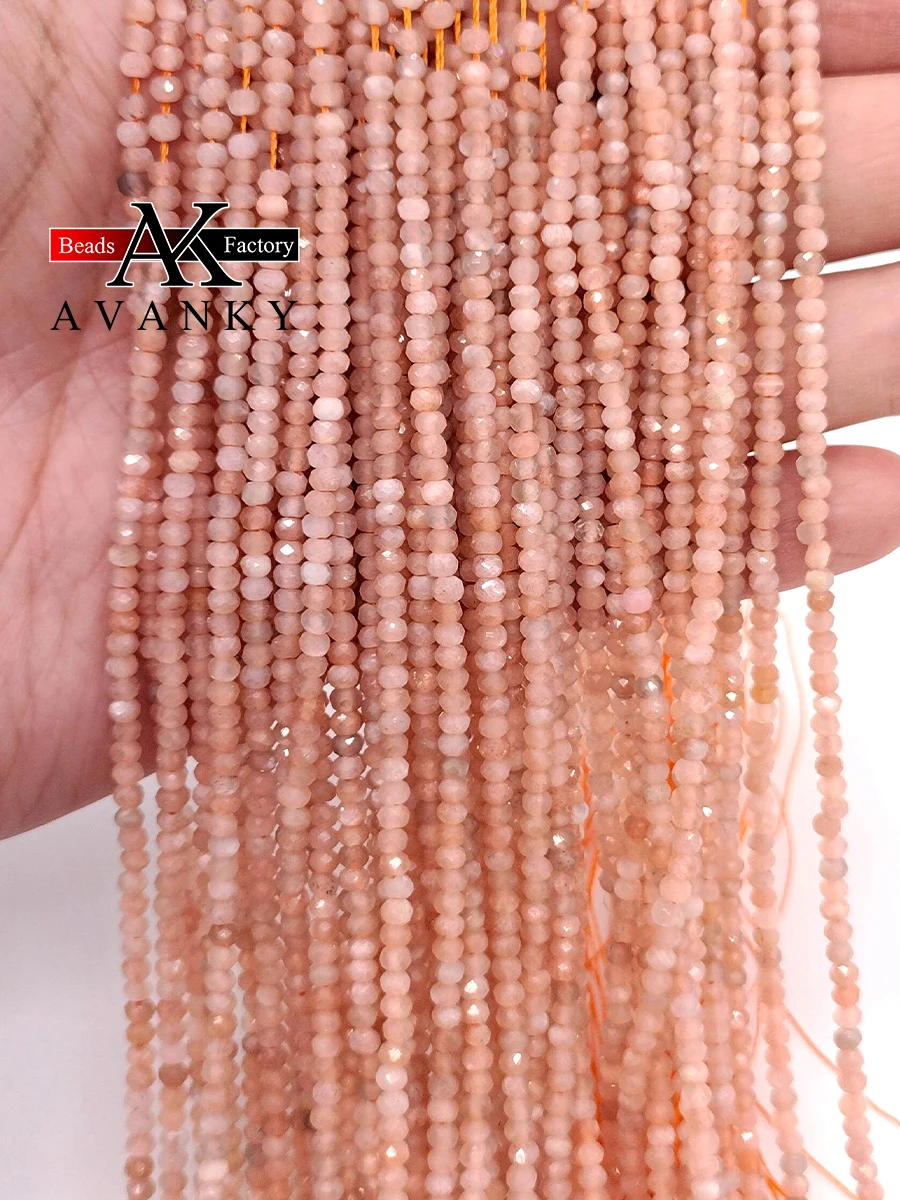 

Natural Faceted Golden Point Sun Stone Beads Small Section Loose Spacer for Jewelry Making DIY Necklace Bracelet 15''2x3mm 3x4mm