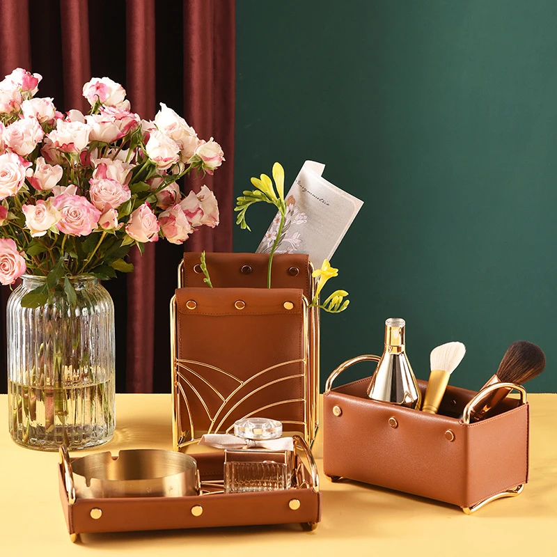 Кожаный стеллаж для хранения подставка газет дома гостиной всякой всячины пульт