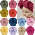 Летняя Шапка-тюрбан для малышей, детей, маленьких мальчиков и девочек, однотонная шапка с бантом и узлом, аксессуары для детской одежды, модный детский тюрбан