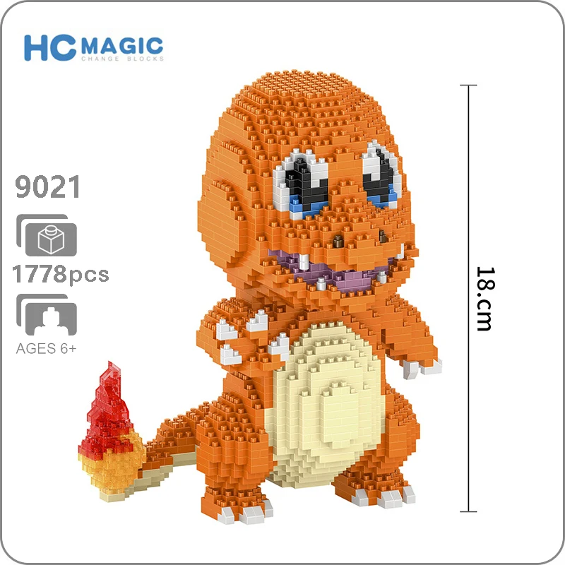 HC 9021 аниме чармандер Дракон животное 3D модель DIY Мини Алмазные строительные