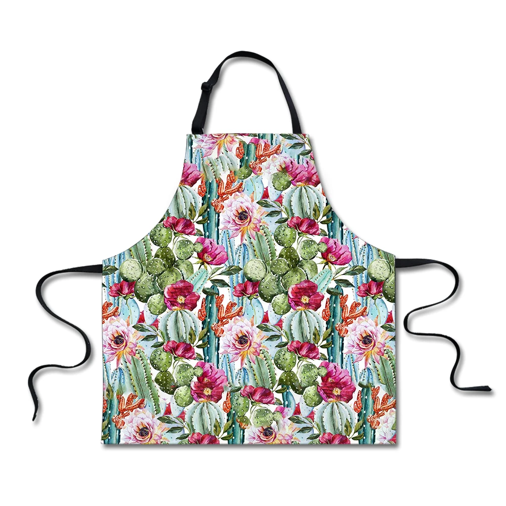 

Sleeveless Apron Cute 3D Cactus Print Anti-Oil Aprons Kitchen Cooking Waist Bib Custom Women Apron Bbq Pinafore Delantal Cocina