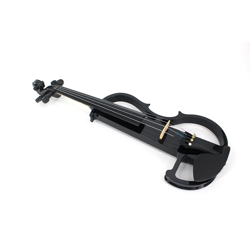 Full Size 4/4 Violin Fiddle Solid Wood Electric Silent with Case Headphone Cable Fittings enlarge