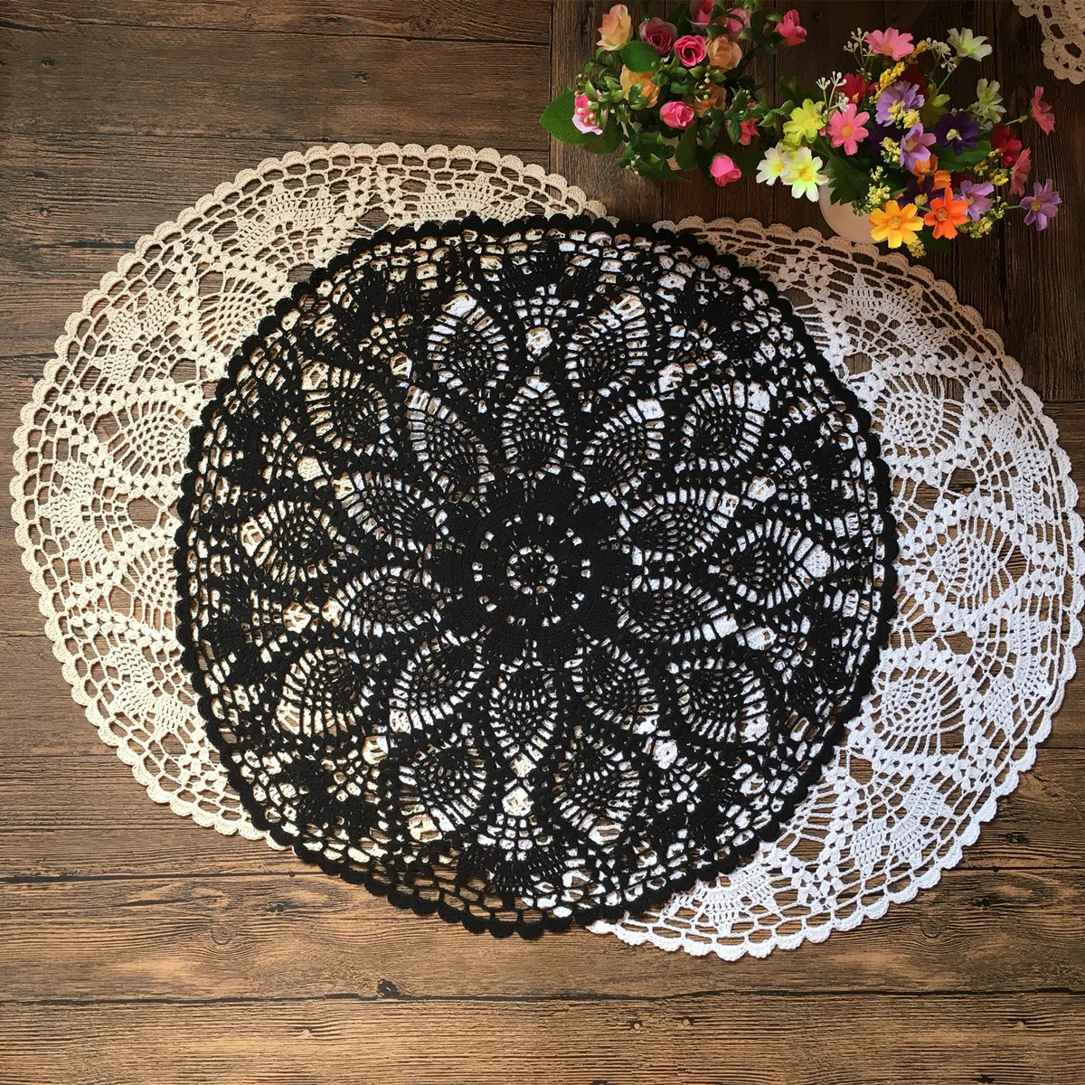 MINDPLUS винтажные вязаные крючком салфетки на стол из 100% хлопка 60 см коврик