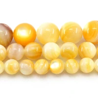 natural mother of pearl yellow shell 4681012mm 15inch round loose beads for jewelry making bracelets necklace
