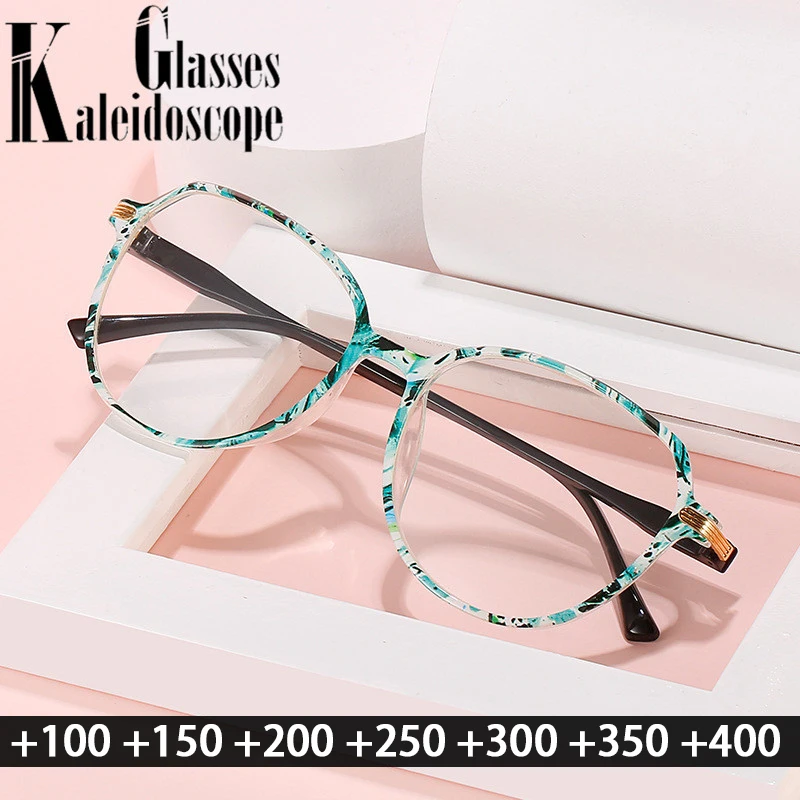 

Очки для чтения большого размера, Женские винтажные оправы с цветами, цветные очки, большая оправа, линзы из искусственной смолы для дальноз...