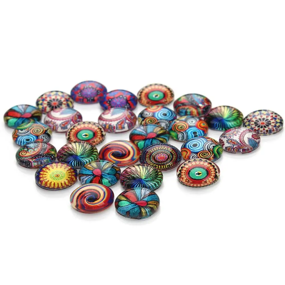 Стеклянный кабошон 12 мм 30 шт./лот красочный с разными узорами сделай сам кольцо