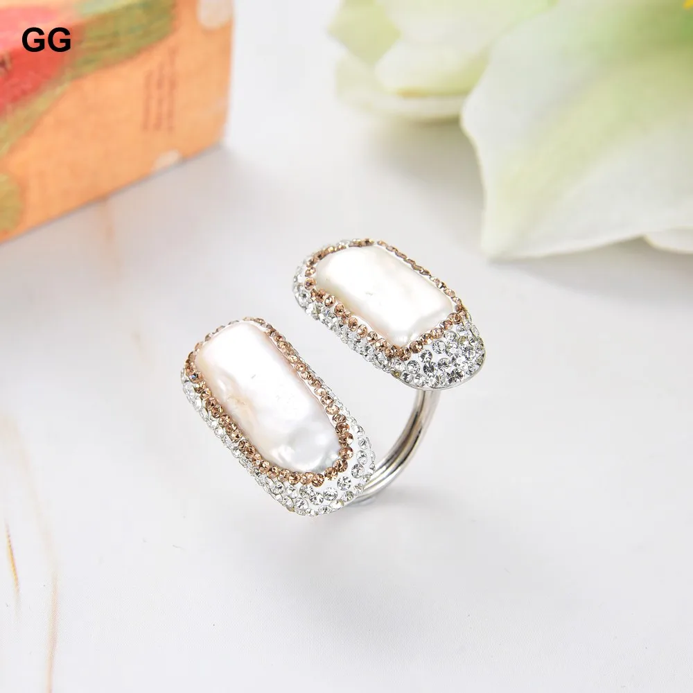 GuaiGuai ювелирные изделия Пресноводный Культивированный белый Бива жемчуг стразы