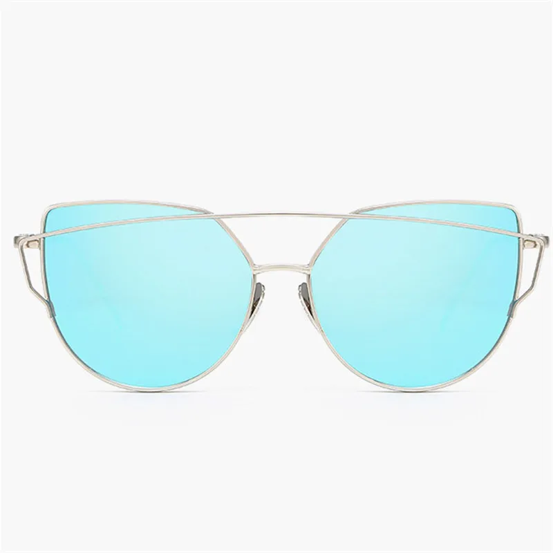 RBROVO, классические женские солнцезащитные очки Cateye, винтажные яркие цвета, металлические очки, уличные очки для покупок, UV400 - Цвет линз: SilverBlue