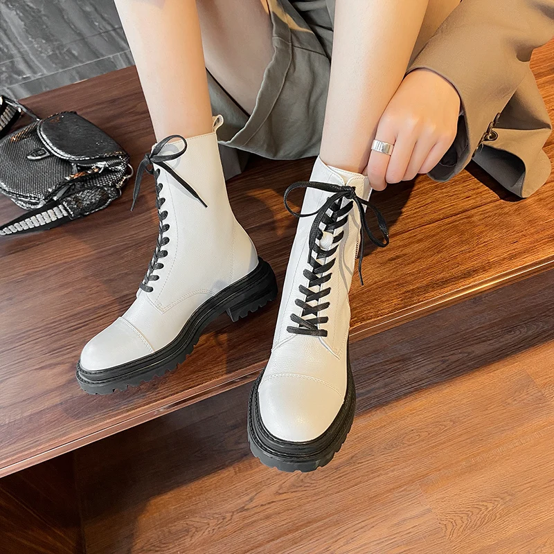 

FEDONAS Fashion Platform Side Zipper Women Warm Boots Band Quality Thick Heels Shoes For Women Office Lady Party Shoes Woman