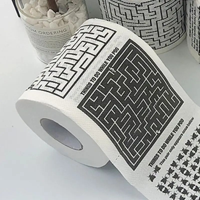 Funny Printed Pattern 2-Ply Toilet Paper Wood Pulp Unscented Tissue for Home Bath Kitchen Daily Use