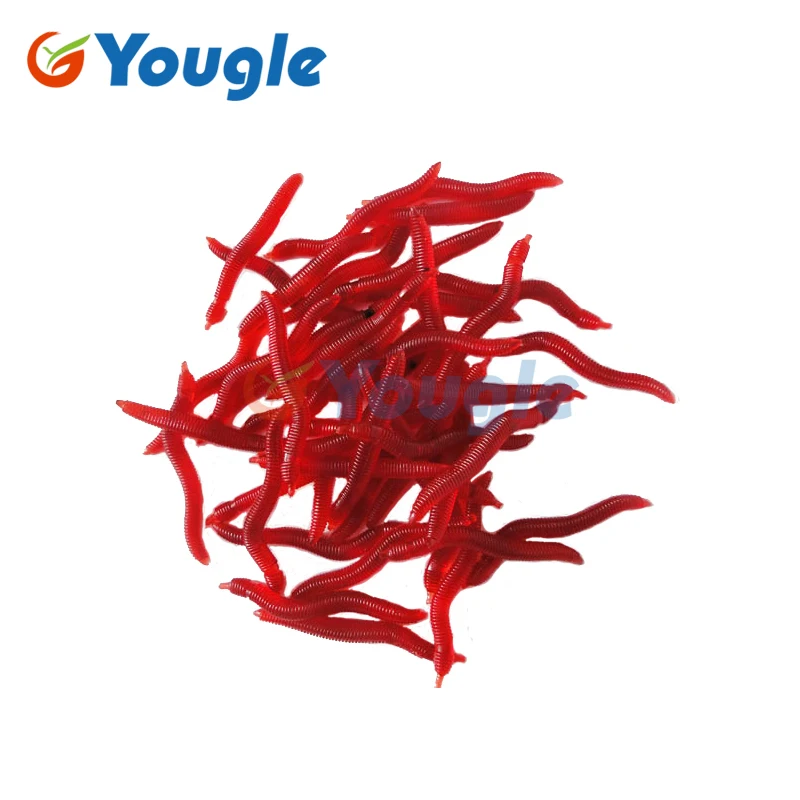 YOUGLE 50pcs/lot Fish Soft Earthworm Earth Worm Silicone Fishing Bait Lure Tackle 1.5 inch 0.01oz | Спорт и развлечения