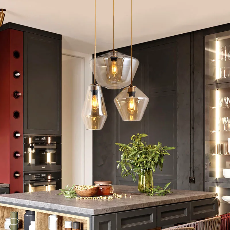 Янтарная потолочная лампа для паба современное светодиодное освещение