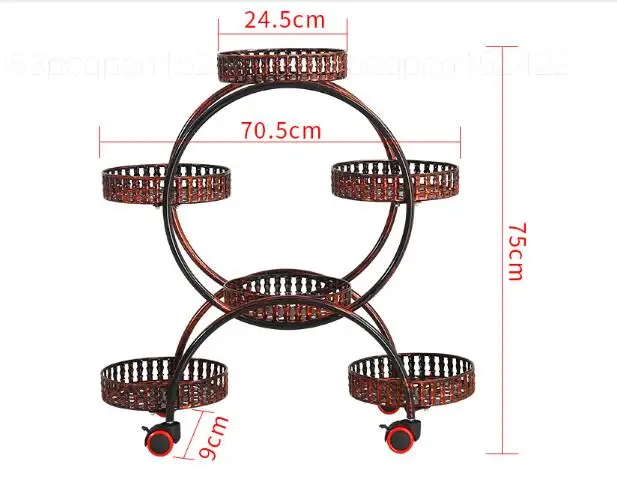 Дешевые портативные Цветочные подставки с колесами металлический держатель для