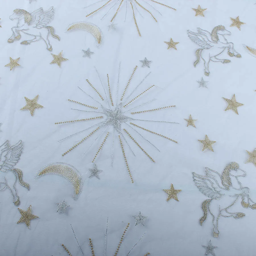 Звезды Пегас вышивка сетчатая ткань танцевальный костюм свадебное платье