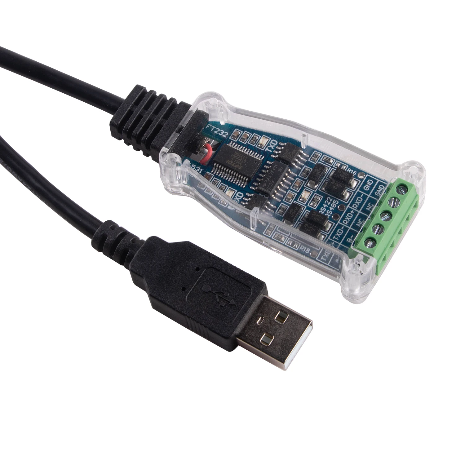 Кабель-адаптер FTDI CH340 с USB на RS485 с последовательной клеммной колодкой
