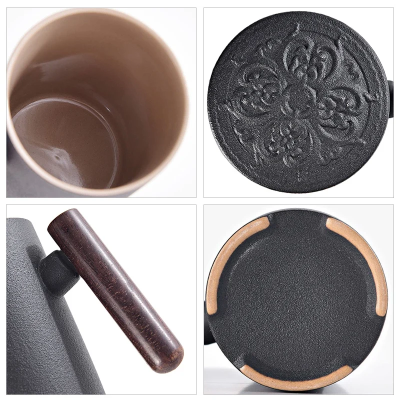 

Chinese Travel Kung Fu Tea Set Black Ceramic Portable Teapot Porcelain Teaset Gaiwan Tea Cups Tea Pot for Office