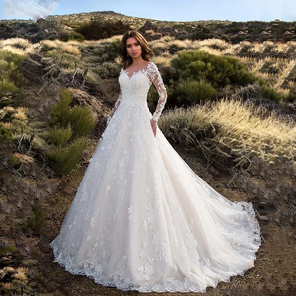 

2021 Women's New Autumn Dress Gorgeous Eye-catching Wedding Style Long-sleeved One-shoulder V-neck Lace Design Waist Dresses