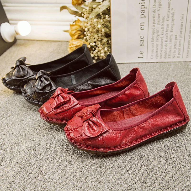 

2020 best-selling popular solid color loafers women's simple bow decoration wild casual non-slip ladies flat shoes W38-97