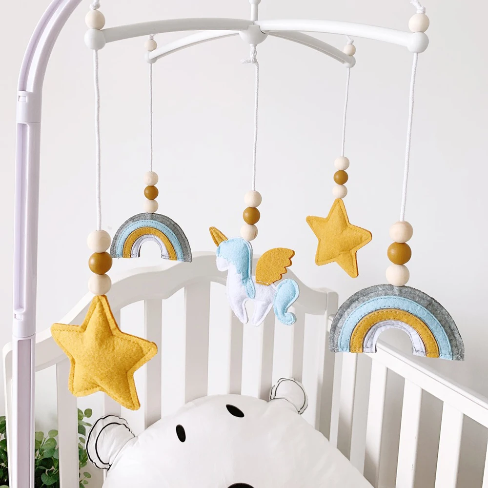 

Baby Mobile Crib Rattles Toys for 0-12 Months Newborn Crib Hanging Bed Bell Hairball Rattles Rotating Holder Arm Room Decoration