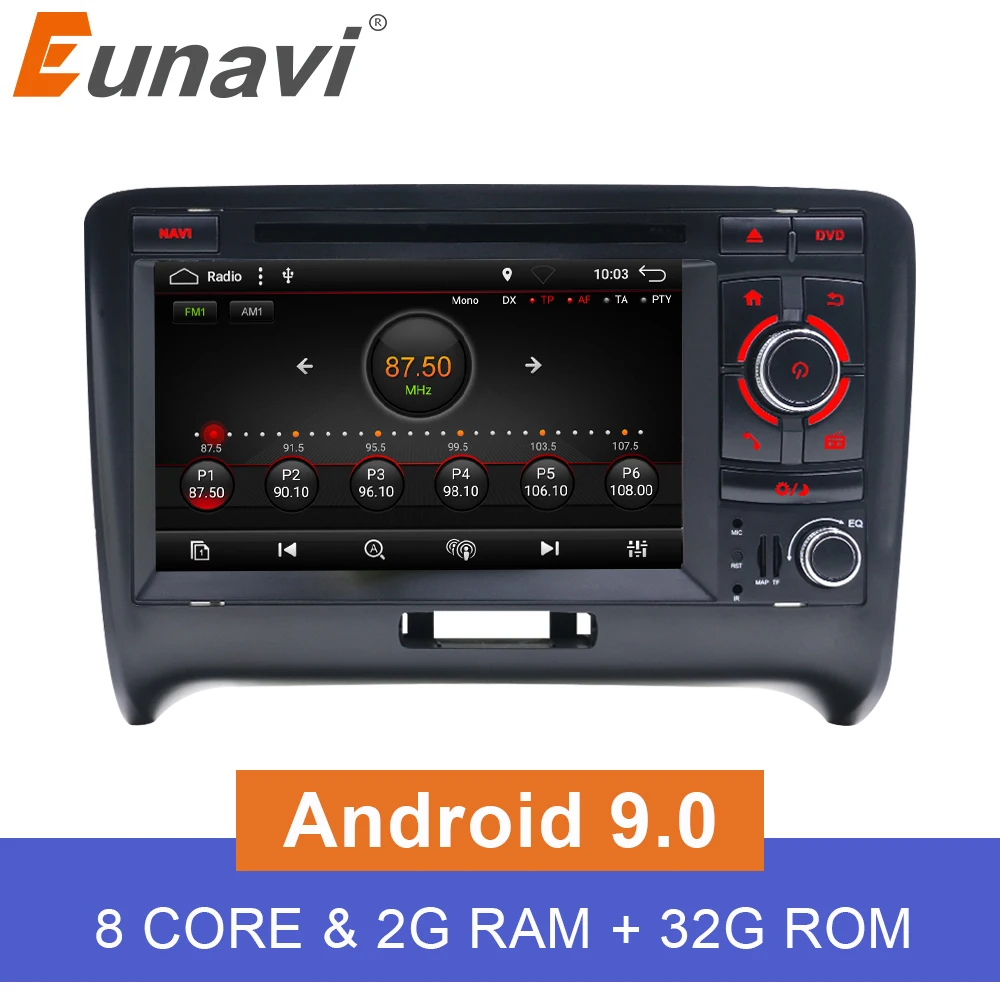 Eunavi Android 9 0 автомобильное радио GPS 2 Din Автомобильный мультимедийный плеер DSP для
