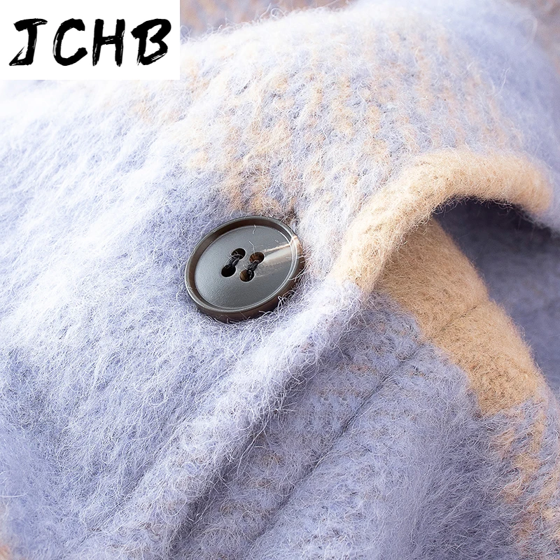 

SHZQJCHB Women Plaid Jackets Coats Pockets Batwing Long Sleeve Loose Jacket Female Turn Down Collar Casual Ladies Tops Outerwear