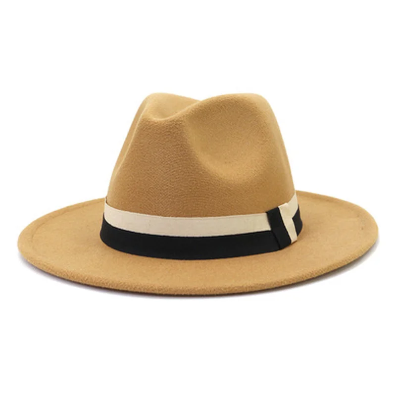 

fedora women hats solid panamas band classic felt hats for men dress wedding formal camel white khaki wide brim winter women hat