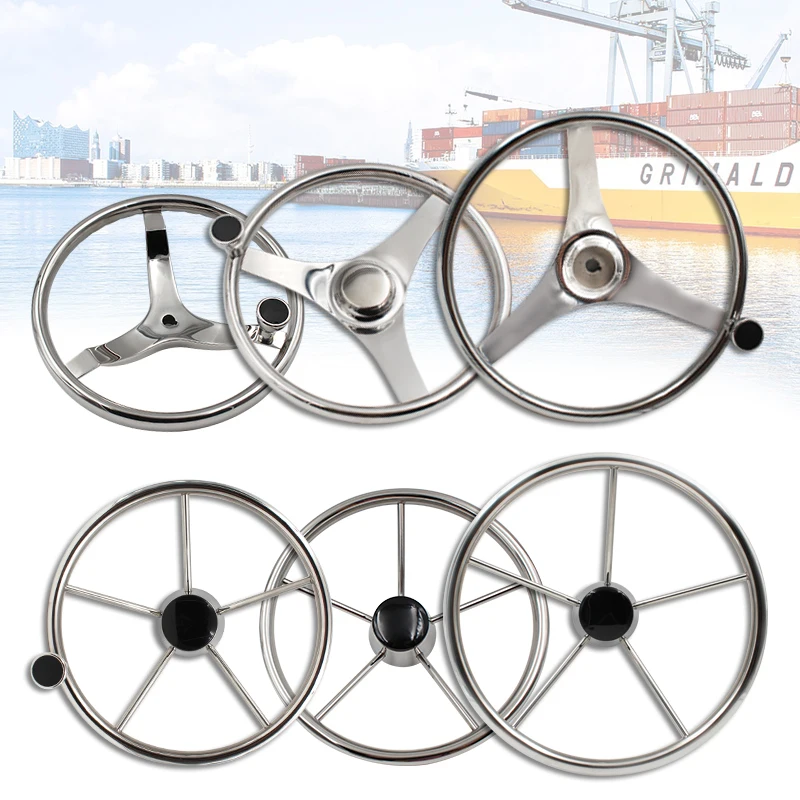 Судовая лодка из нержавеющей стали 3/5 спиц рулевое колесо с ручкой серебряного