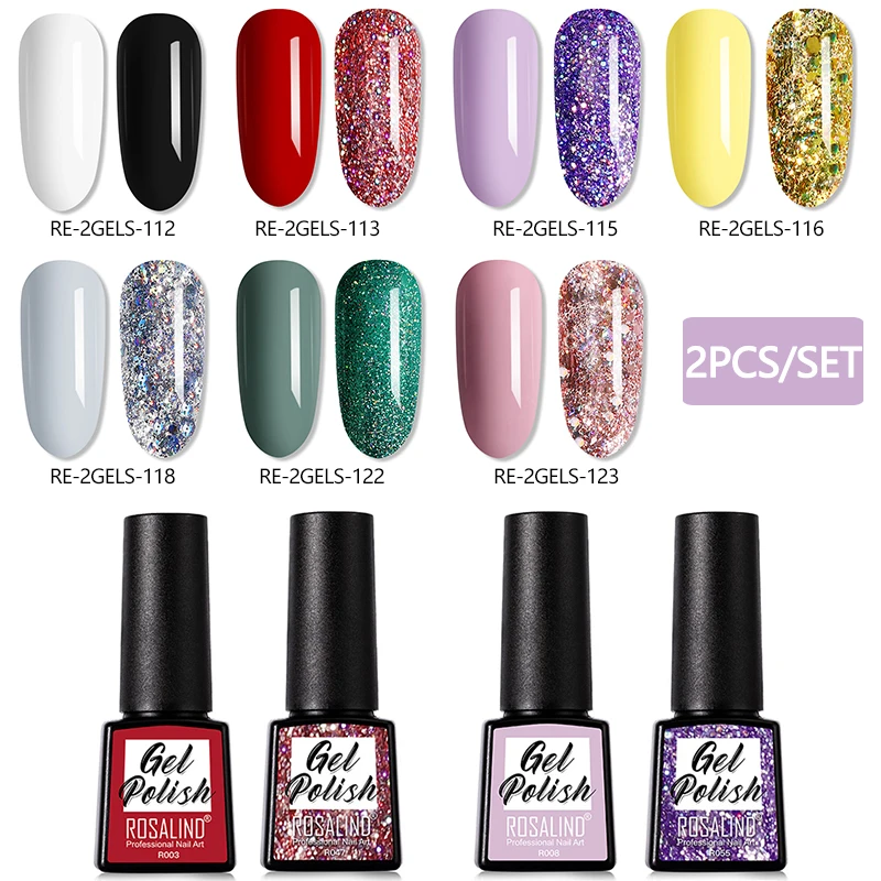 Гель-лак для ногтей ROSALIND гибридные Лаки 2 шт./компл. набор полуперманентных