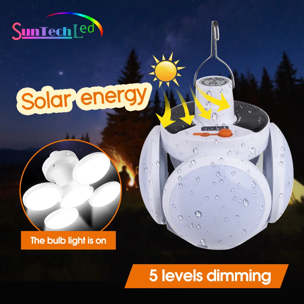 

Suntech,Solar LED Bulb Emergency Light Outdoor Lamp Waterproof Rechargeable Light Camping Garden Lighting