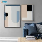 Абстрактная синяя геометрическая форма настенная живопись винтажная холст с печатью постера минималистская Настенная картина для гостиной домашний декор