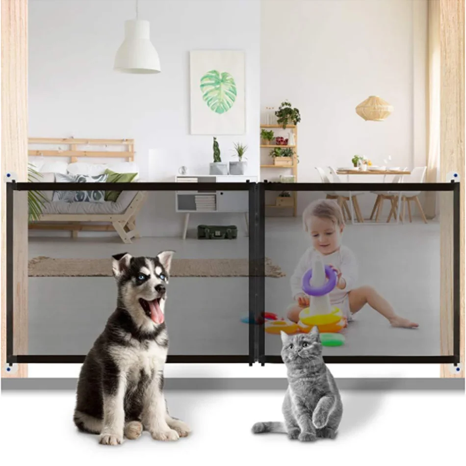 

Dog Fences Mesh Foldable Balcony Safety Protection Fence For Small Medium Large Dog Cat Isolation Pet Enclosure Barrier Fence