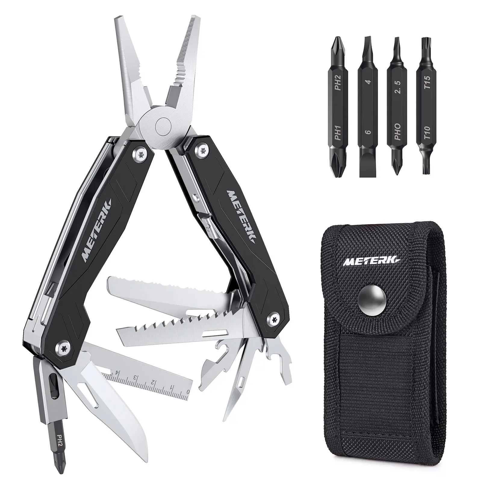 

Meterk multi-tool pliers combination Military knife saber set with replaceable screw head 22 functions in one Hand Tool