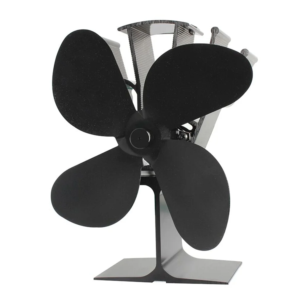 

1 Pc Home Fireplace Fan Black Stove Fan Silent Motors Heat Powered Stove Fan