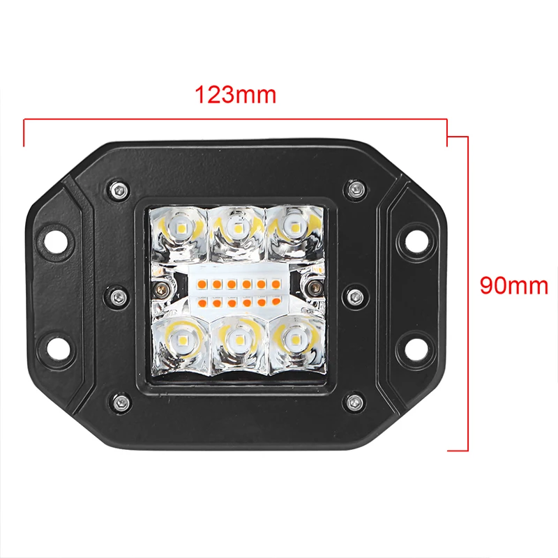 

1 Or 2PCS 6 Modes18W Dual Color Square LED Work Light Bar Spot Flood Bumper Truck Driving Fog Lights