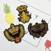 2 piece new gold crown and toad patch fashion embroidery sew on for clothes jacket shoes bag applique diy accessory