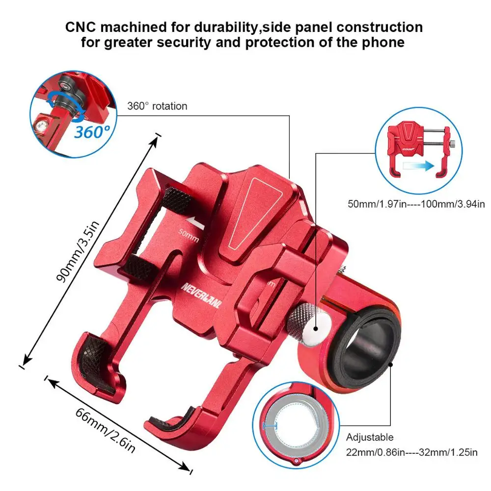 

EyeGrab 360 Degree Rotation Bicycle Phone Holder Bike Adjust Support GPS Motorcycle Handlebar Stand for IPhone Samsung Xiaomi