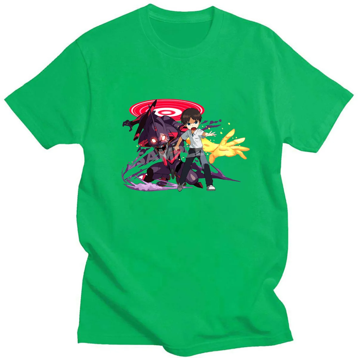 

Hot Anime Evangelion EVA01 Ikari Art Print T-shirts Casual Short Sleeve O-neck Cotton Tees Fashion Cosplay Shirts For Fans