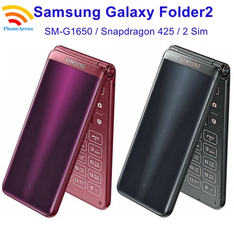 Оригинальный Samsung Galaxy Folder2 G1650 с двумя Sim-картами 2 ГБ + 16 Гб ПЗУ четырехъядерный процессор Snapdragon 3,8 дюйма LTE 8 Мп флип-папка 2 дюйма