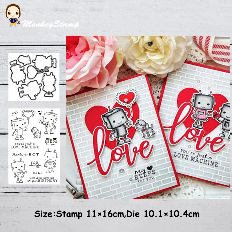 Обезьяна любовь Робот Металл резки штампы и трафарет для DIY Скрапбукинг