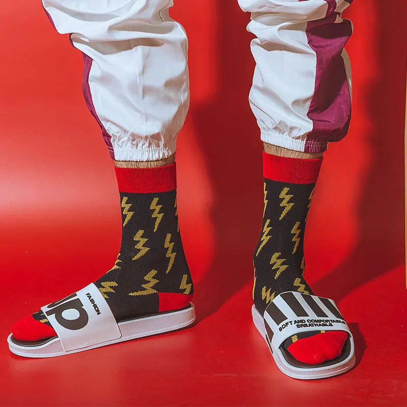 Модные носки с надписью Happy Мягкие хлопковые красивые в стиле хип хоп для