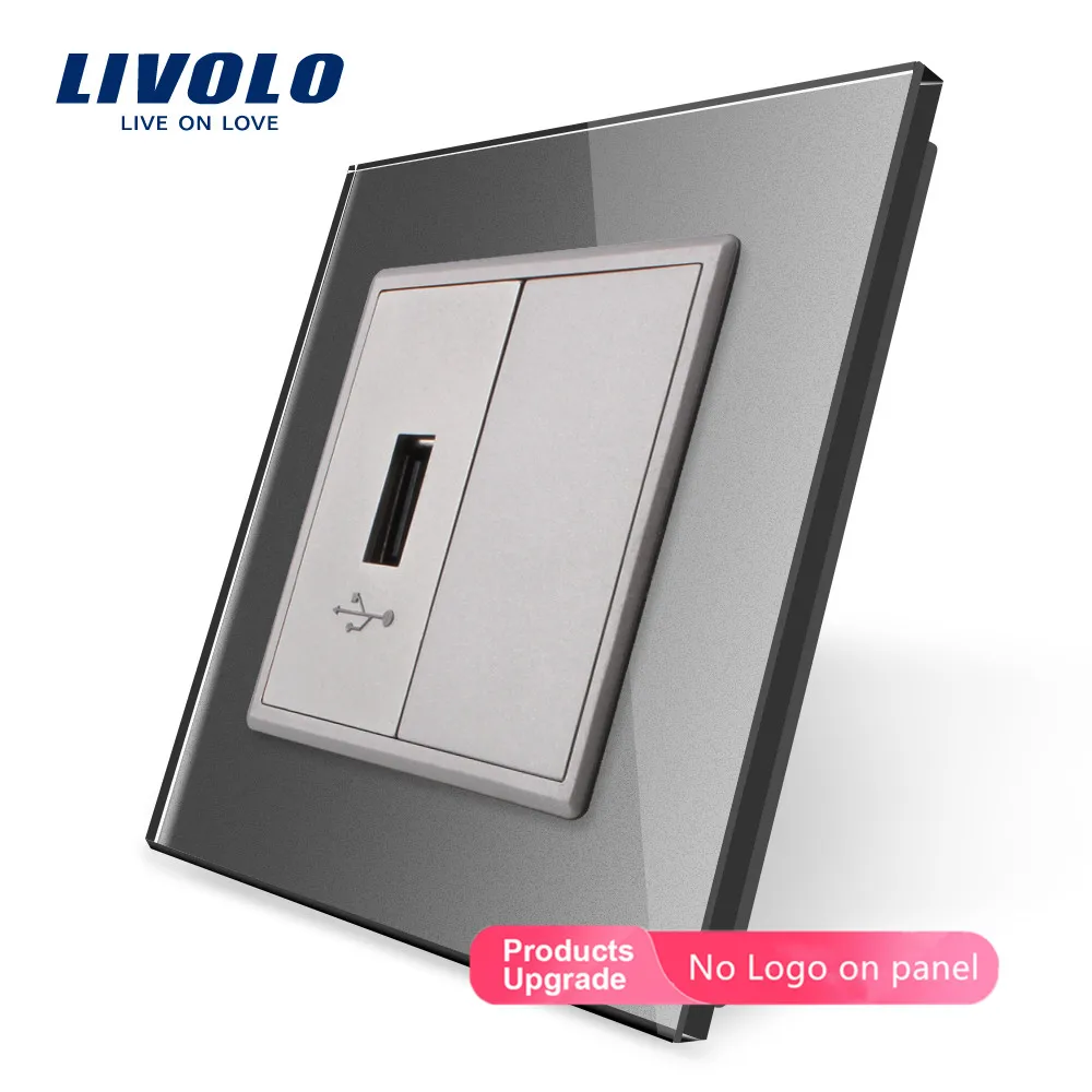 Livolo 4 цвета Хрустальная стеклянная панель одна банда USB розетка/настенная розетка