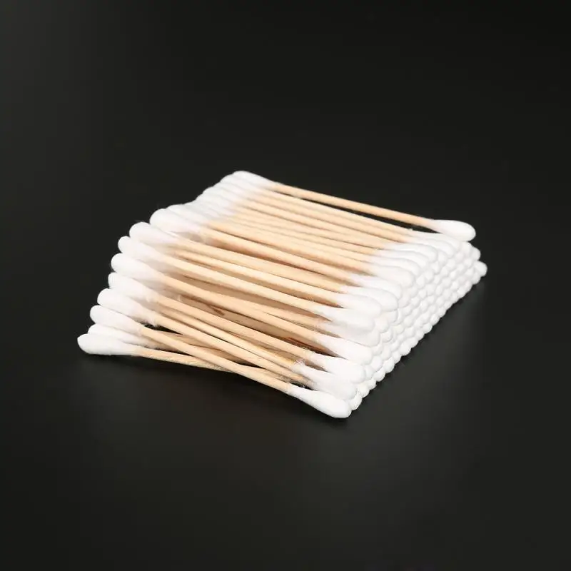 

100PCS/Pack Wooden Handle Cotton Swab Cotton Swab Wood Stick Double Head Cotton Stick Makeup Swab Ear Nose Cleaning Tools