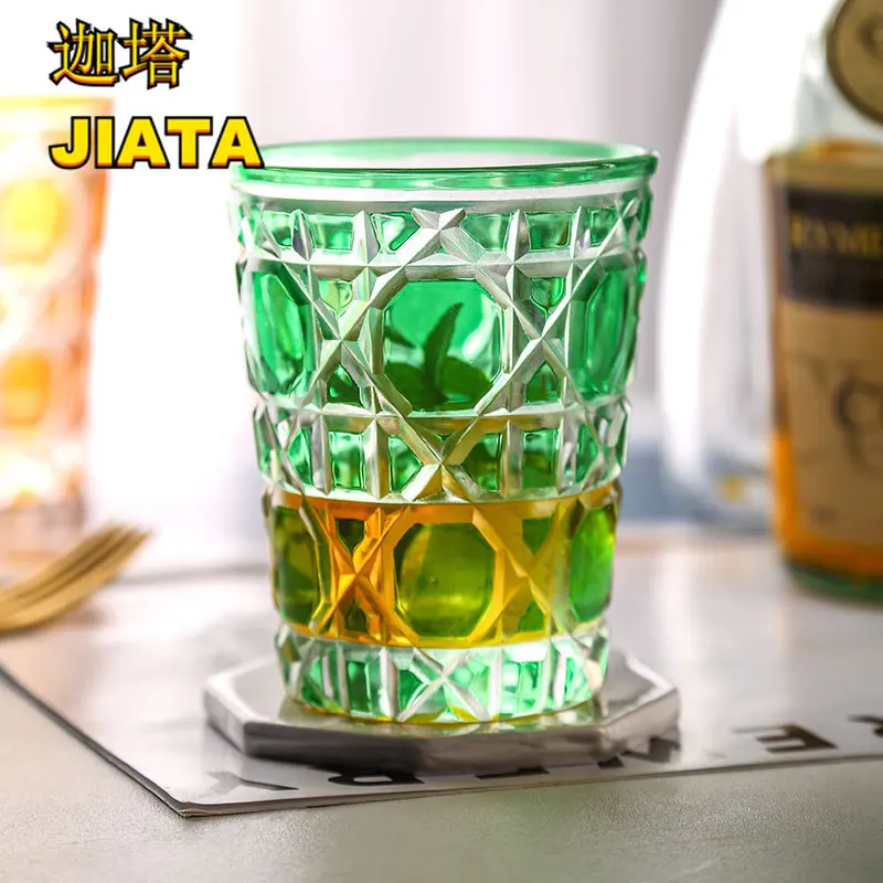 

Spirits Whiskey Glass Crystal Glass Foreign Wine Glass Home Wine Glass Cocktail Glass Plaid Creative Water Glass Kawaii Cup